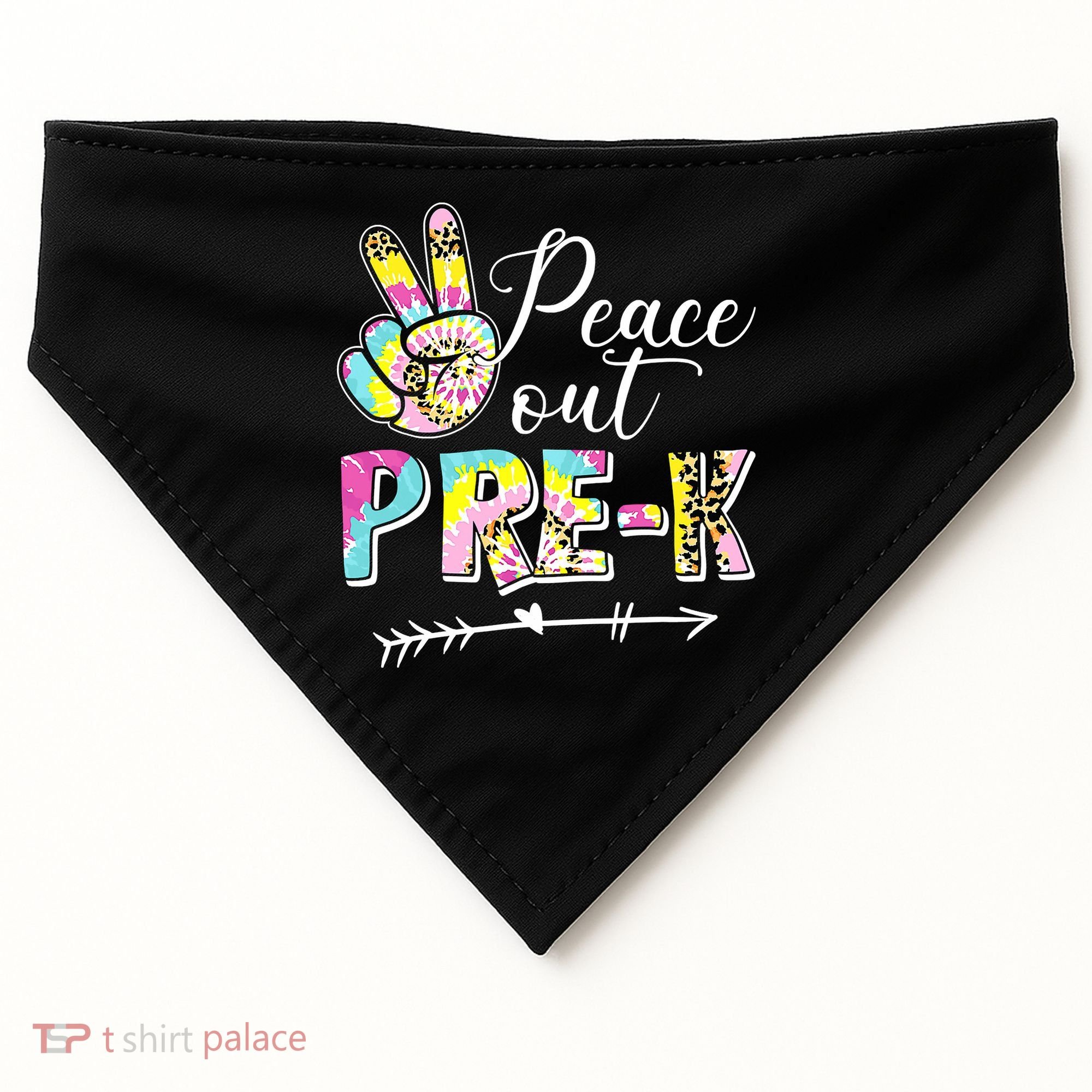 Tie Dye Peace Out PreK Last Day Of School Summer Beach USA-Made Doggie Bandana