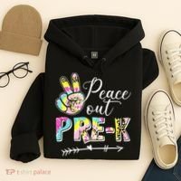 Tie Dye Peace Out PreK Last Day Of School Summer Beach Hoodie thumb 4