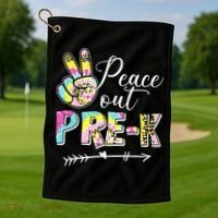 Tie Dye Peace Out PreK Last Day Of School Summer Beach Golf Towel thumb 1