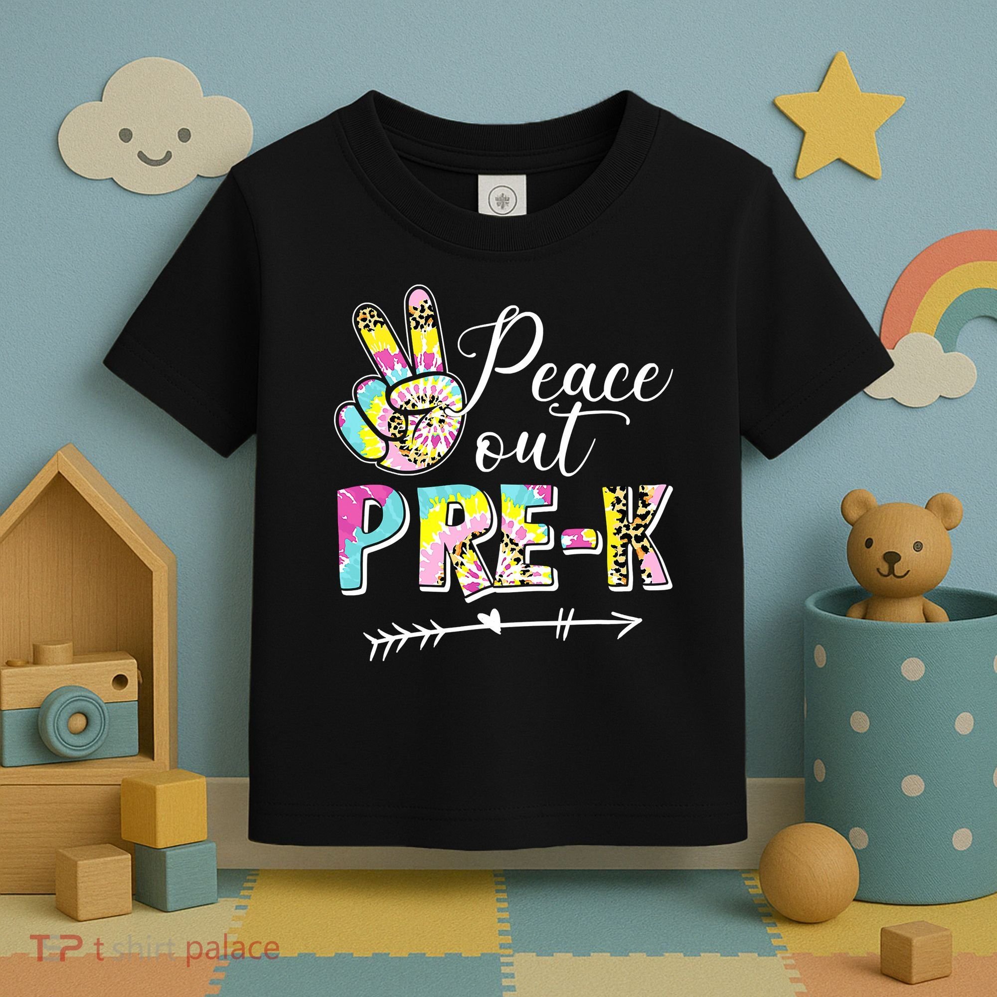 Tie Dye Peace Out PreK Last Day Of School Summer Beach Toddler T-Shirt