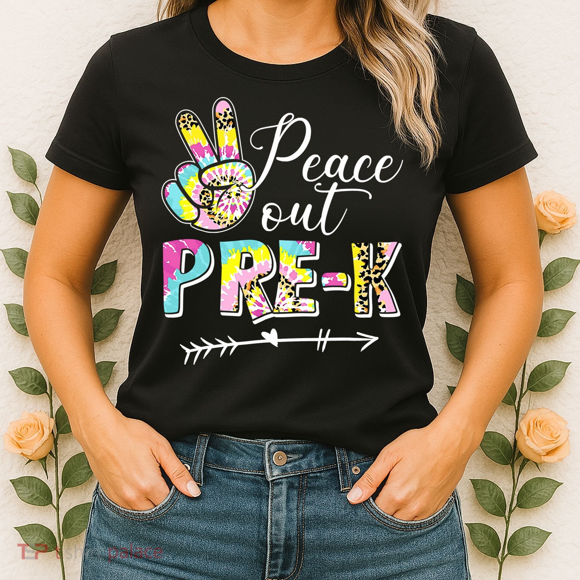 Tie Dye Peace Out PreK Last Day Of School Summer Beach Women's T-Shirt