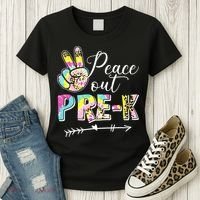 Tie Dye Peace Out PreK Last Day Of School Summer Beach Women's T-Shirt thumb 3