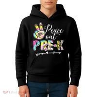 Tie Dye Peace Out PreK Last Day Of School Summer Beach Kids Hoodie thumb 4