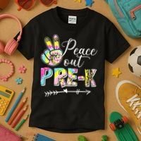Tie Dye Peace Out PreK Last Day Of School Summer Beach Kids T-Shirt thumb 3