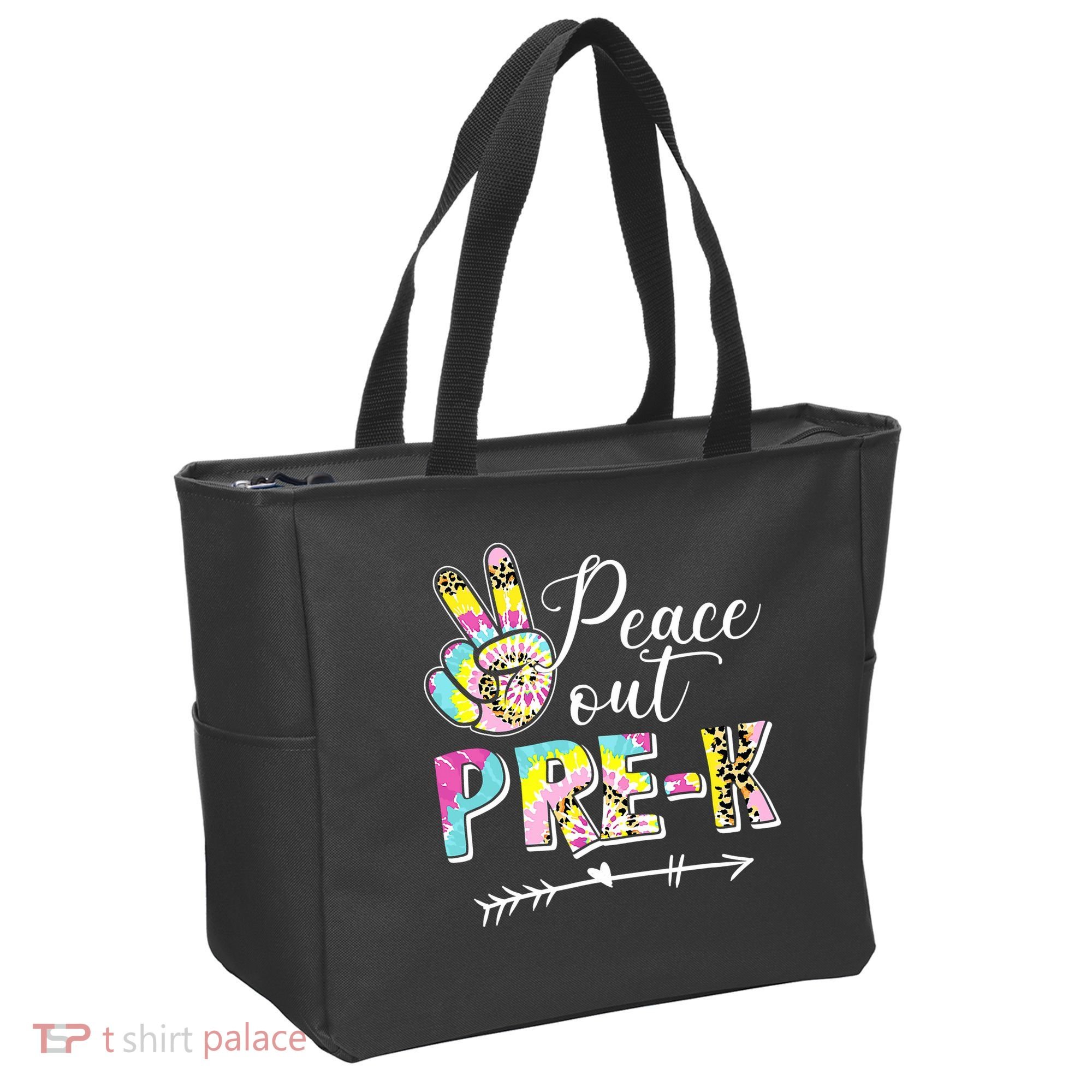 Tie Dye Peace Out PreK Last Day Of School Summer Beach Tote Bag