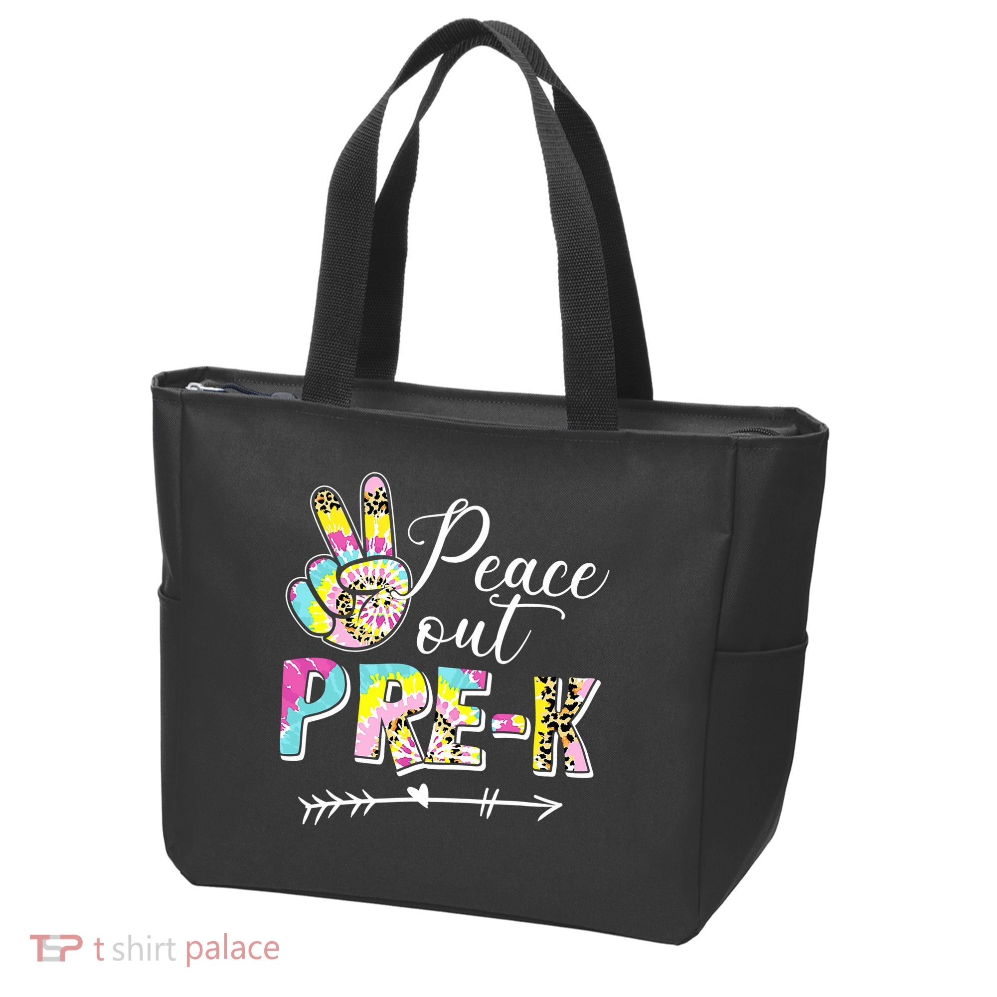 Tie Dye Peace Out PreK Last Day Of School Summer Beach Tote Bag