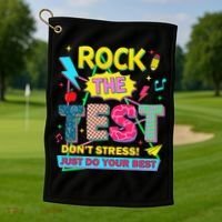 Test Day Rock The Test Just Do Your Best Teacher Testing Golf Towel thumb 1