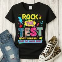 Test Day Rock The Test Just Do Your Best Teacher Testing Women's T-Shirt thumb 3