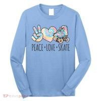 Tie Dye Roller Skating For Teen Girls Peace Love Skate Gift Long Sleeve Shirt thumb 0