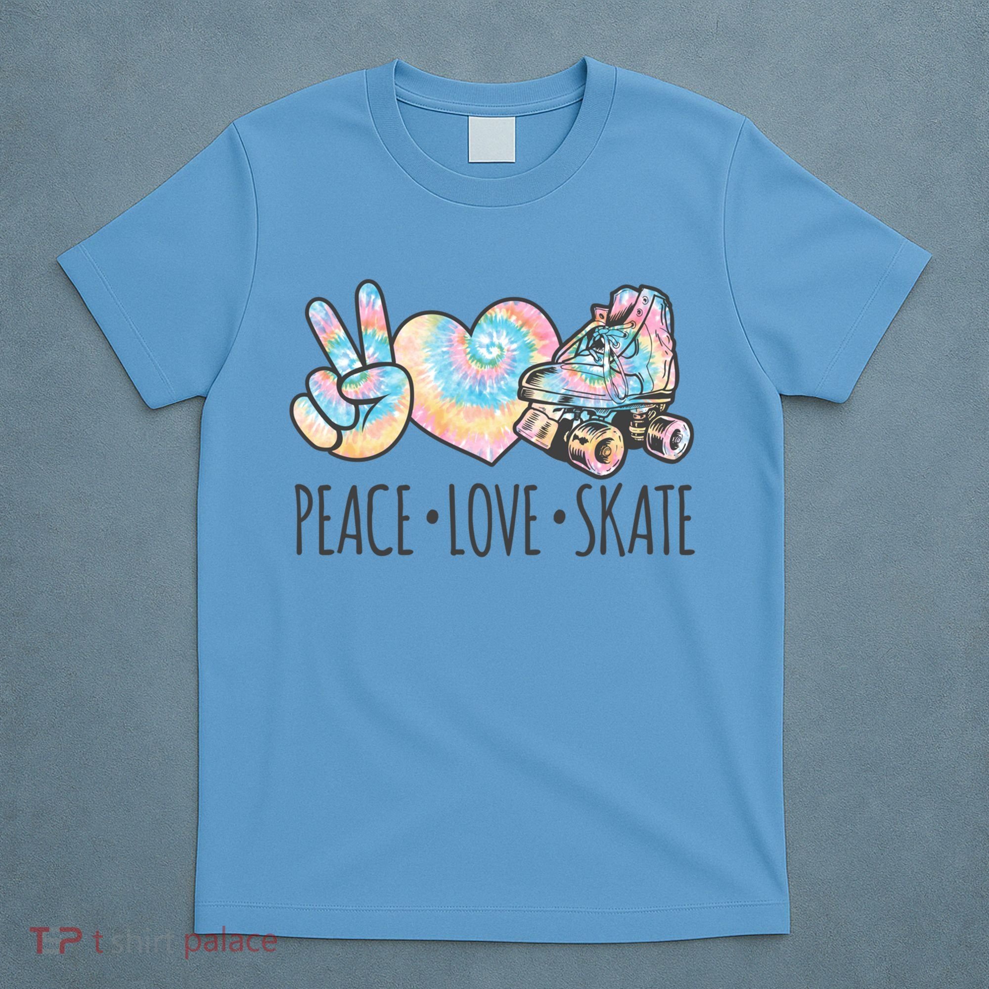 Tie Dye Roller Skating For Teen Girls Peace Love Skate Gift T-Shirt