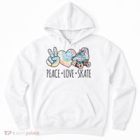 Tie Dye Roller Skating For Teen Girls Peace Love Skate Gift Hoodie thumb 0