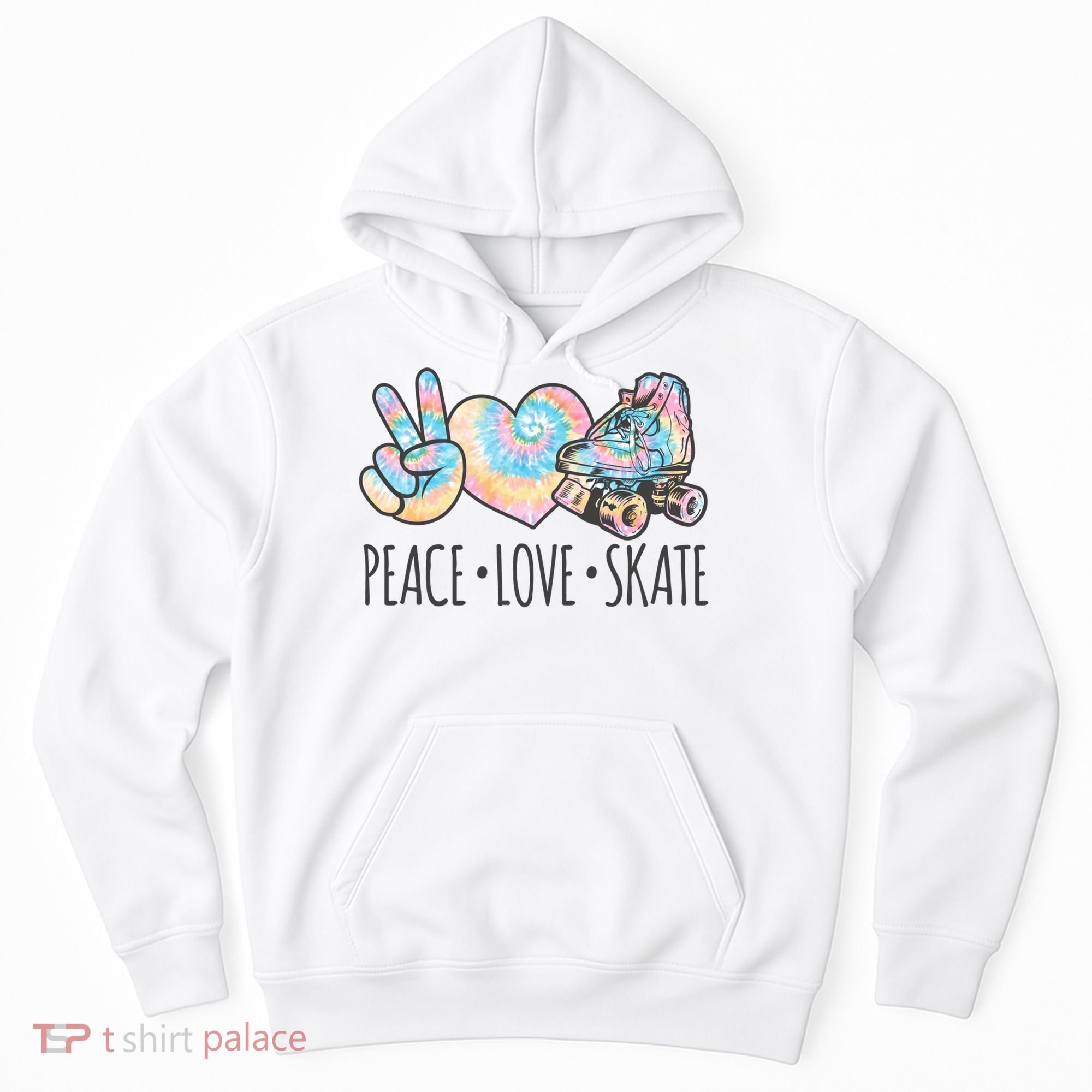 Tie Dye Roller Skating For Teen Girls Peace Love Skate Gift Hoodie