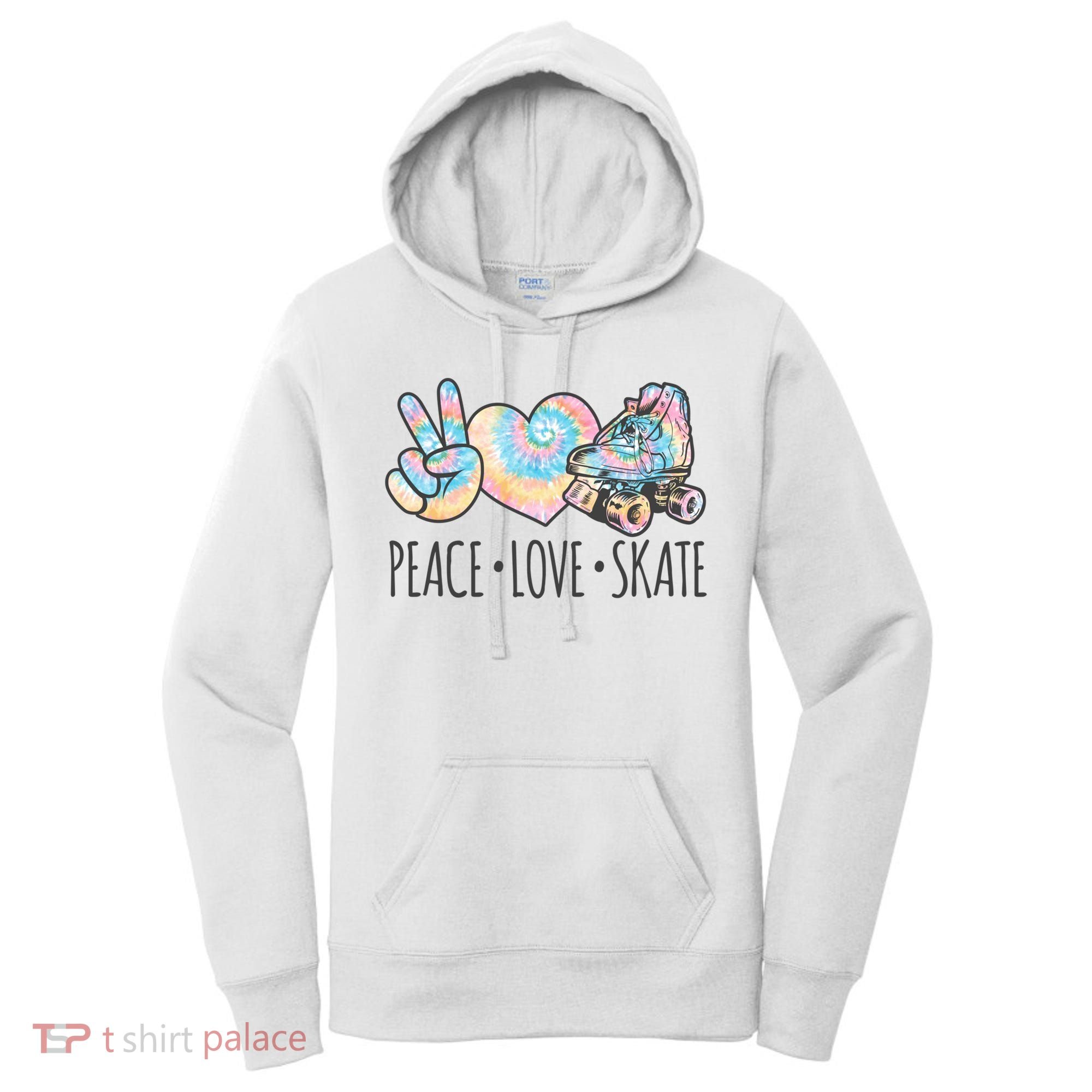 Tie Dye Roller Skating For Teen Girls Peace Love Skate Gift Women's Hoodie
