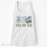 Tie Dye Roller Skating For Teen Girls Peace Love Skate Gift Women's Tank Top thumb 0