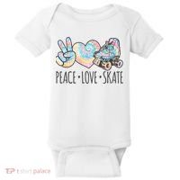 Tie Dye Roller Skating For Teen Girls Peace Love Skate Gift Baby Bodysuit thumb 0