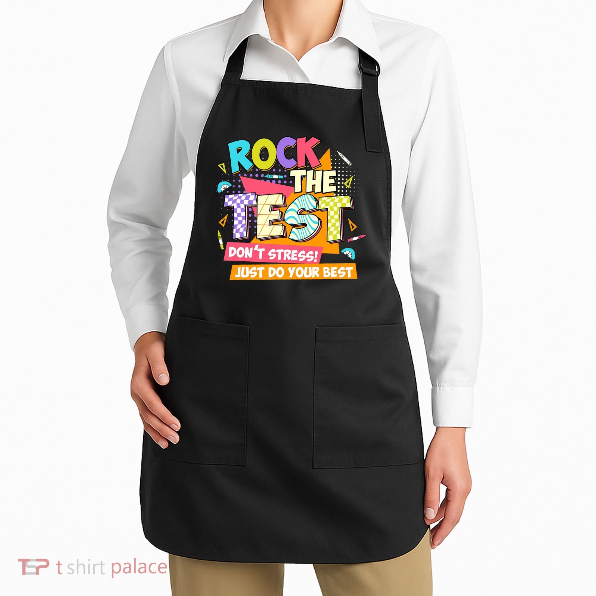 Test Day Rock The Test Teacher Testing Day  Apron