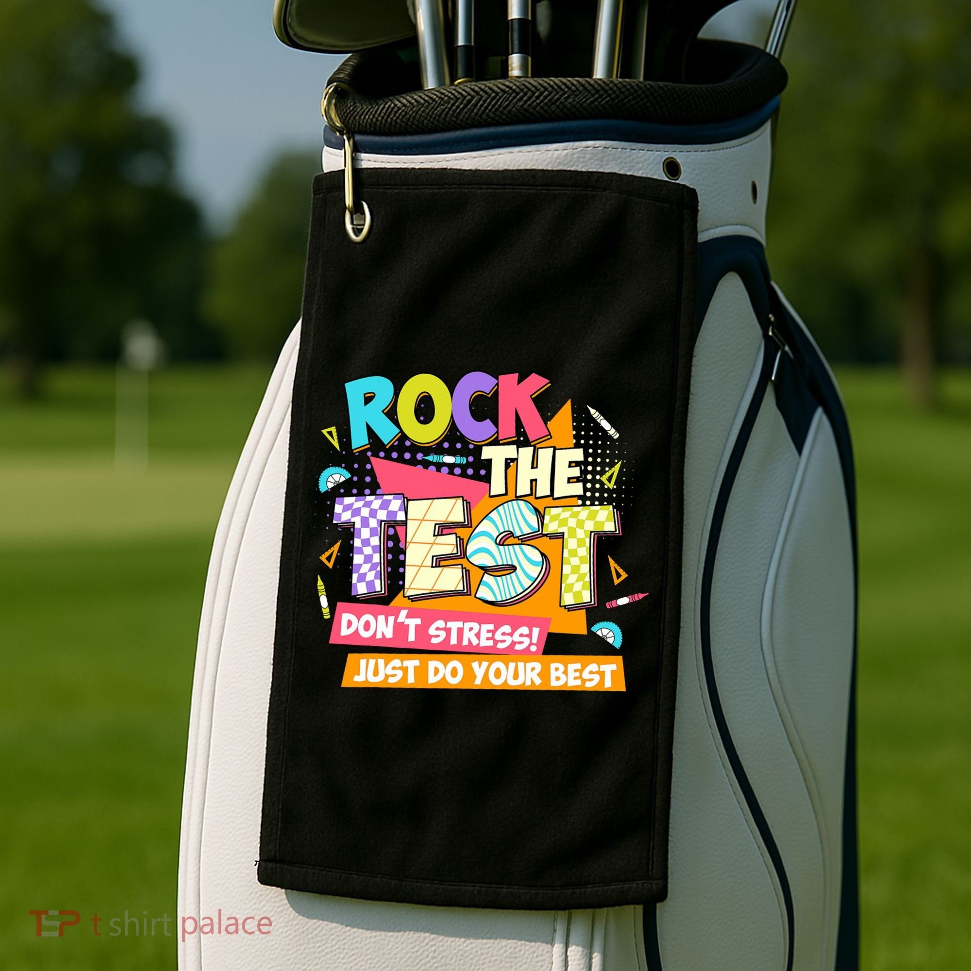 Test Day Rock The Test Teacher Testing Day  Golf Towel