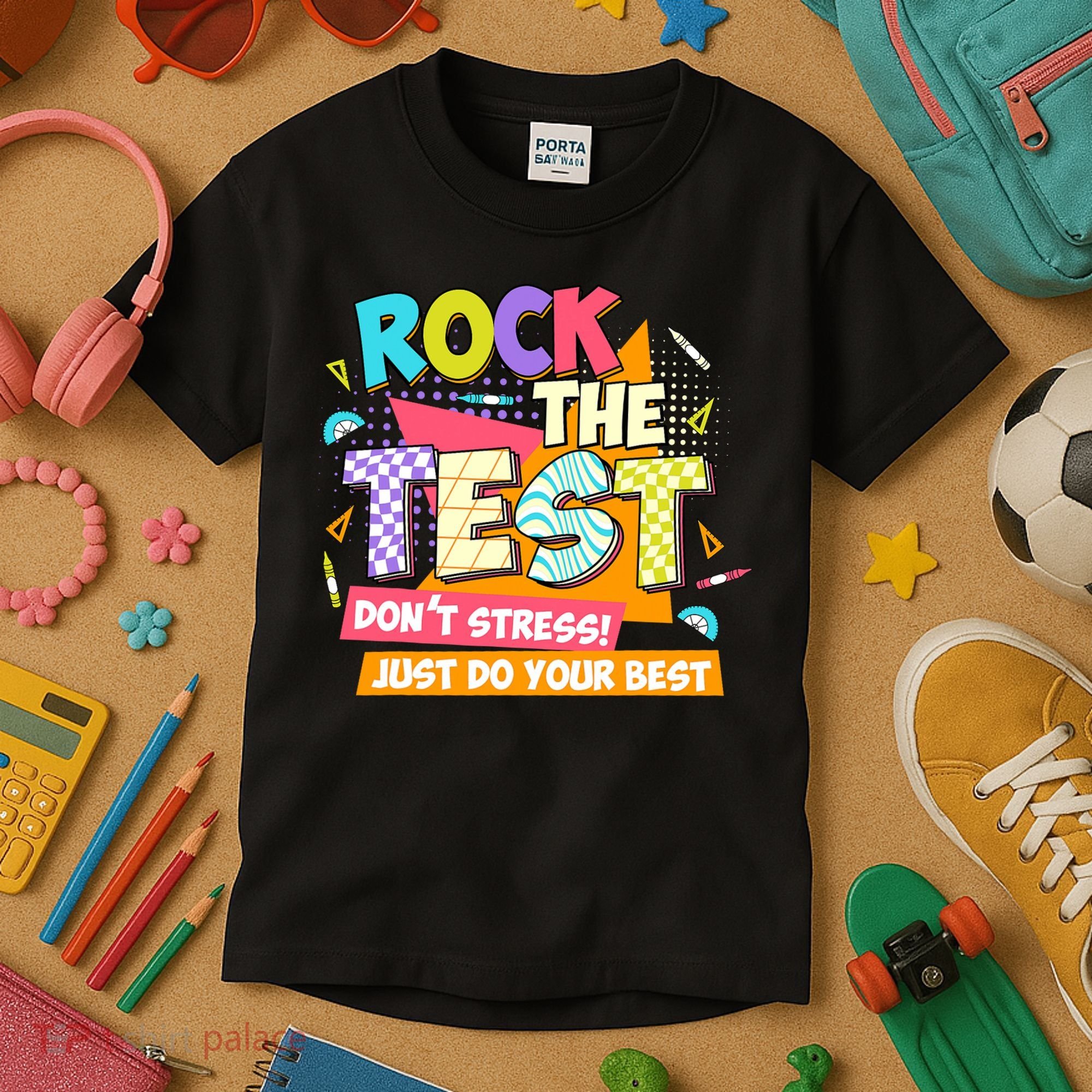 Test Day Rock The Test Teacher Testing Day  Kids T-Shirt