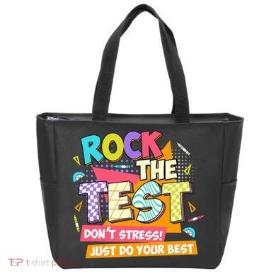 Test Day Rock The Test Teacher Testing Day  Tote Bag