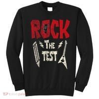 Test Day Rock The Funny Rock Teacher Student Testing Exam Sweatshirt thumb 0