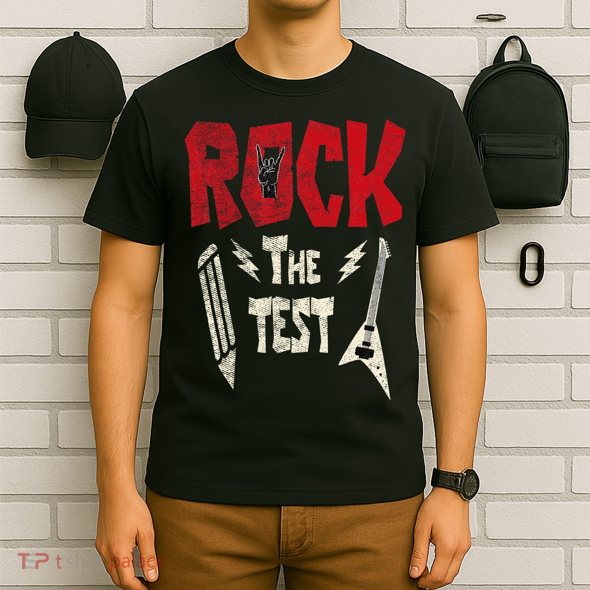 Test Day Rock The Funny Rock Teacher Student Testing Exam T-Shirt
