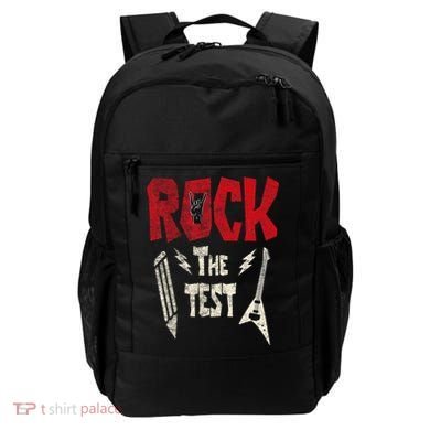 Test Day Rock The Funny Rock Teacher Student Testing Exam Backpack
