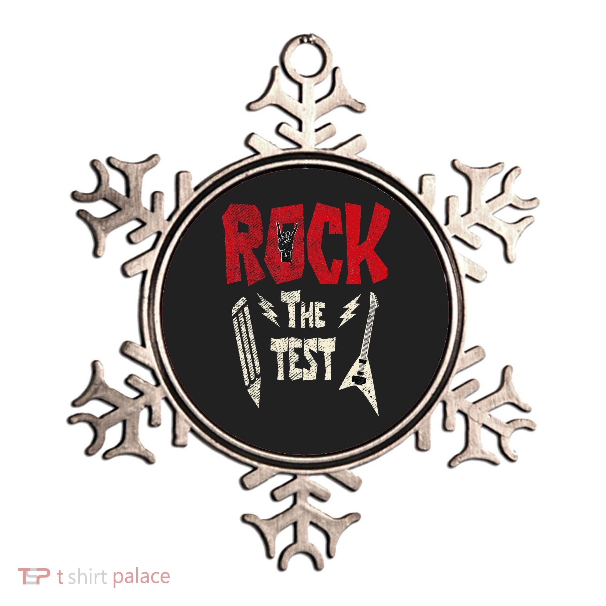 Test Day Rock The Funny Rock Teacher Student Testing Exam Ornament