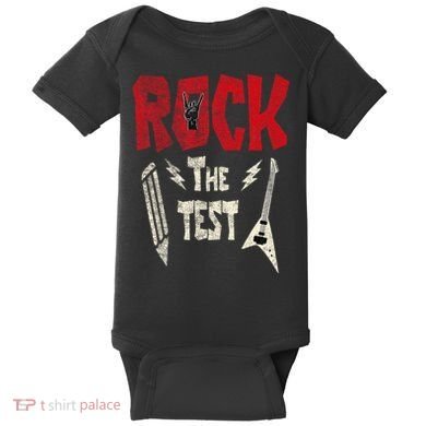 Test Day Rock The Funny Rock Teacher Student Testing Exam Baby Bodysuit