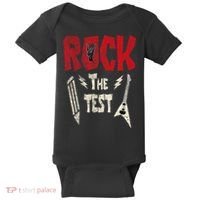 Test Day Rock The Funny Rock Teacher Student Testing Exam Baby Bodysuit thumb 0