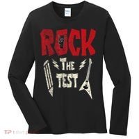 Test Day Rock The Funny Rock Teacher Student Testing Exam Women's Long Sleeve Shirt thumb 0