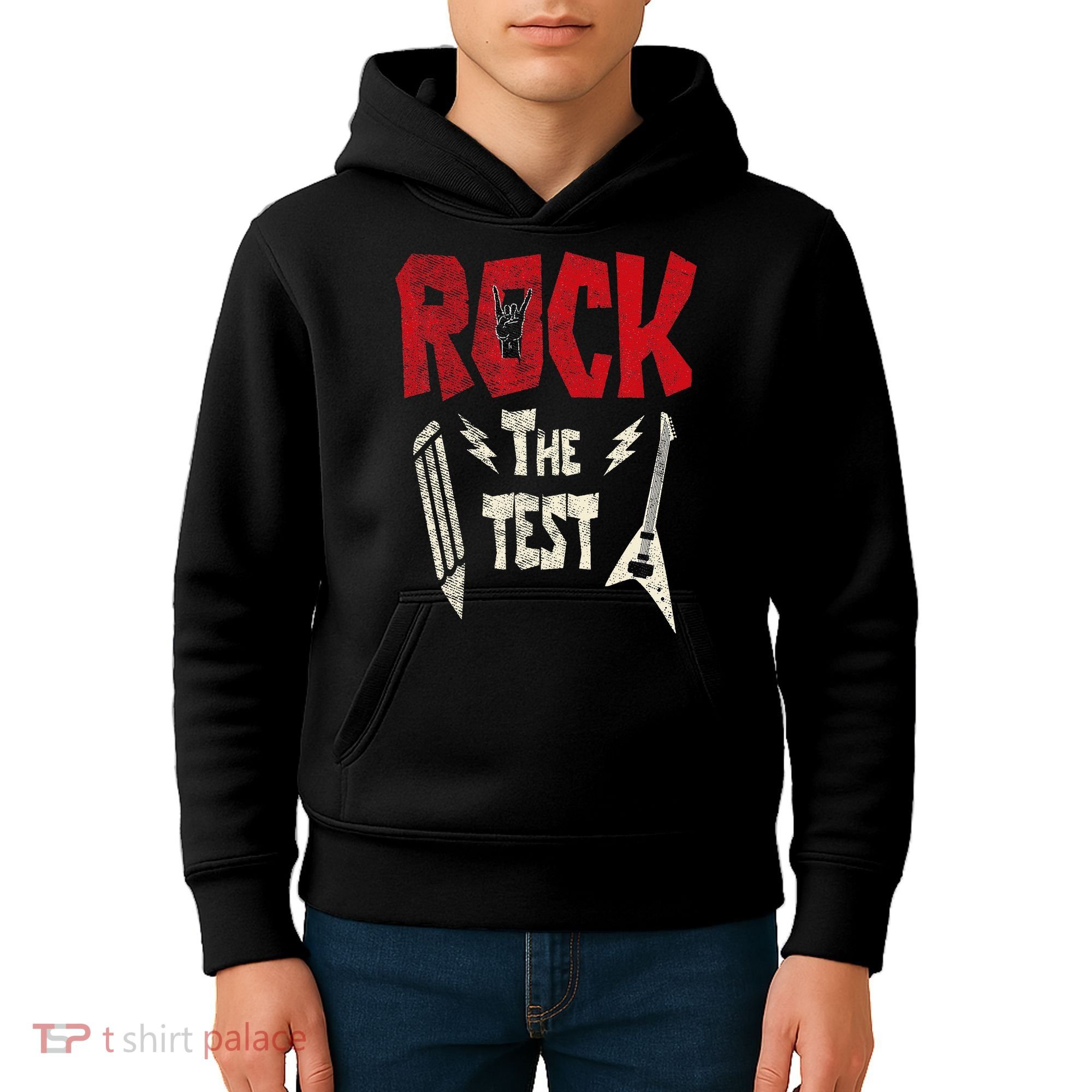 Test Day Rock The Funny Rock Teacher Student Testing Exam Kids Hoodie