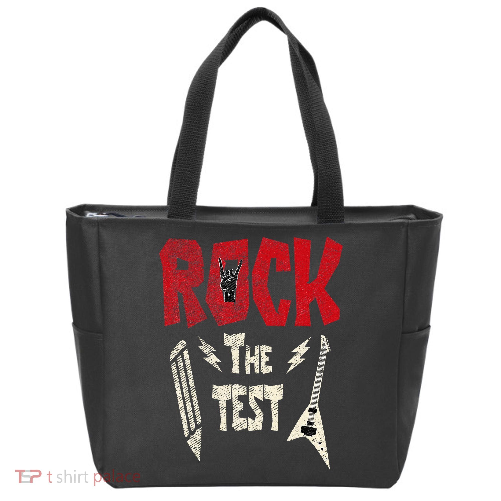 Test Day Rock The Funny Rock Teacher Student Testing Exam Tote Bag