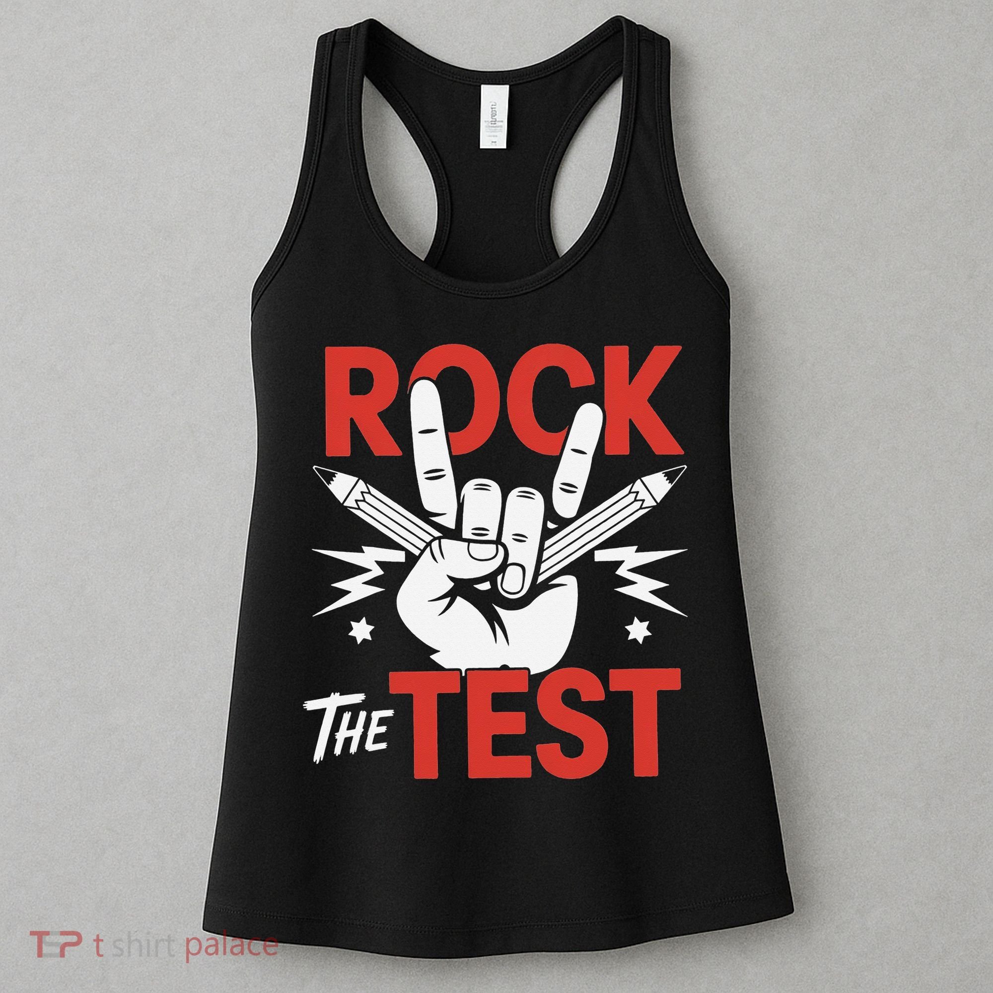 Testing Day Rock The Test Rock Music Teacher Student Women's Tank Top