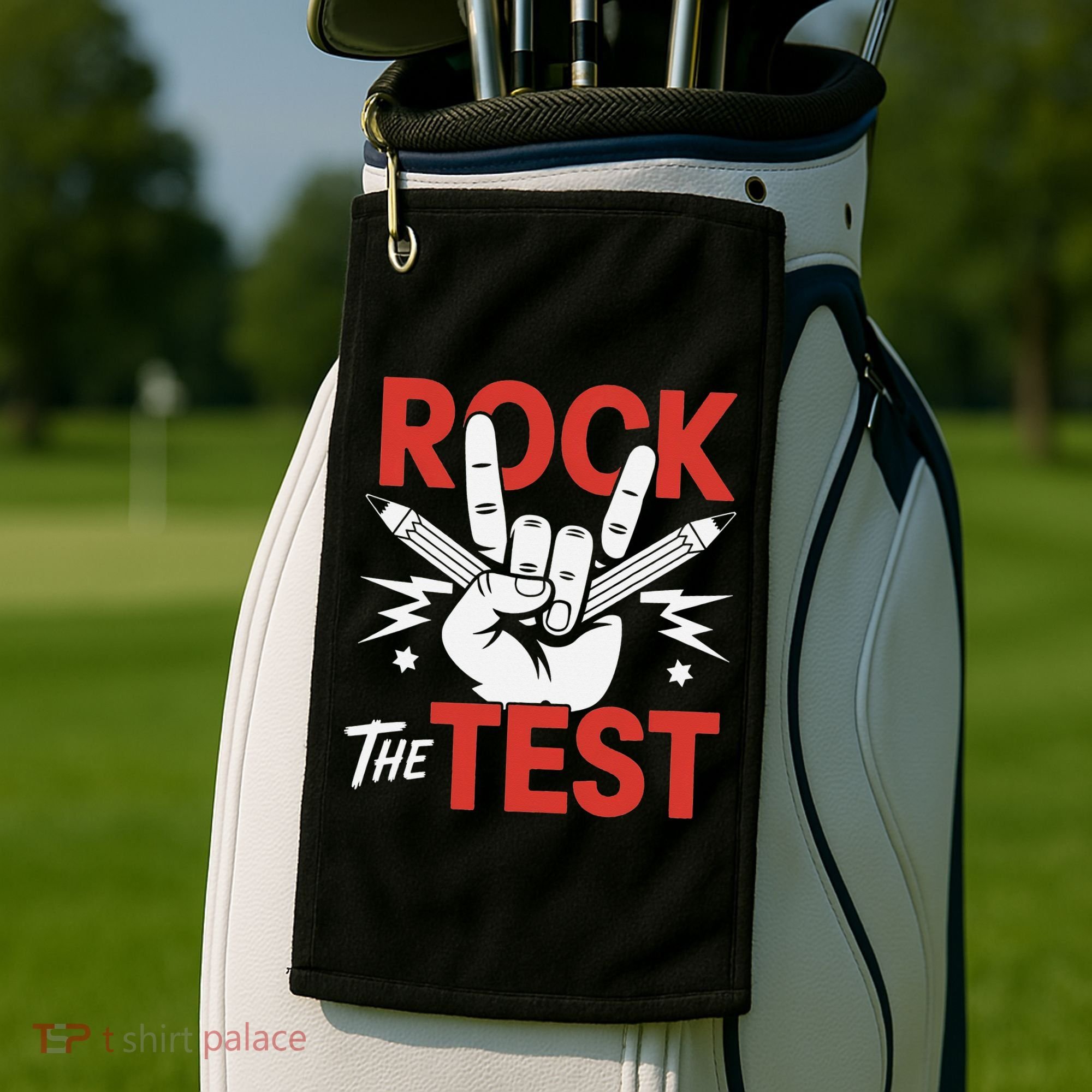 Testing Day Rock The Test Rock Music Teacher Student Golf Towel