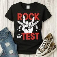 Testing Day Rock The Test Rock Music Teacher Student Women's T-Shirt thumb 3