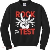 Testing Day Rock The Test Rock Music Teacher Student Kids Sweatshirt thumb 0