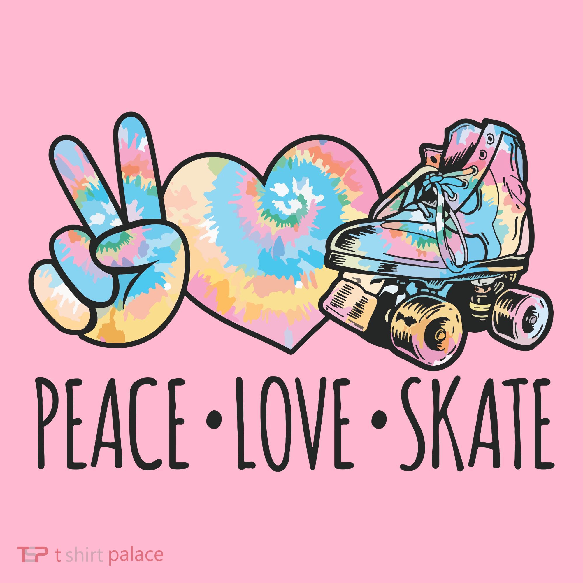Tie Dye Roller Skating For Teen Girl Peace Love Skate Coaster