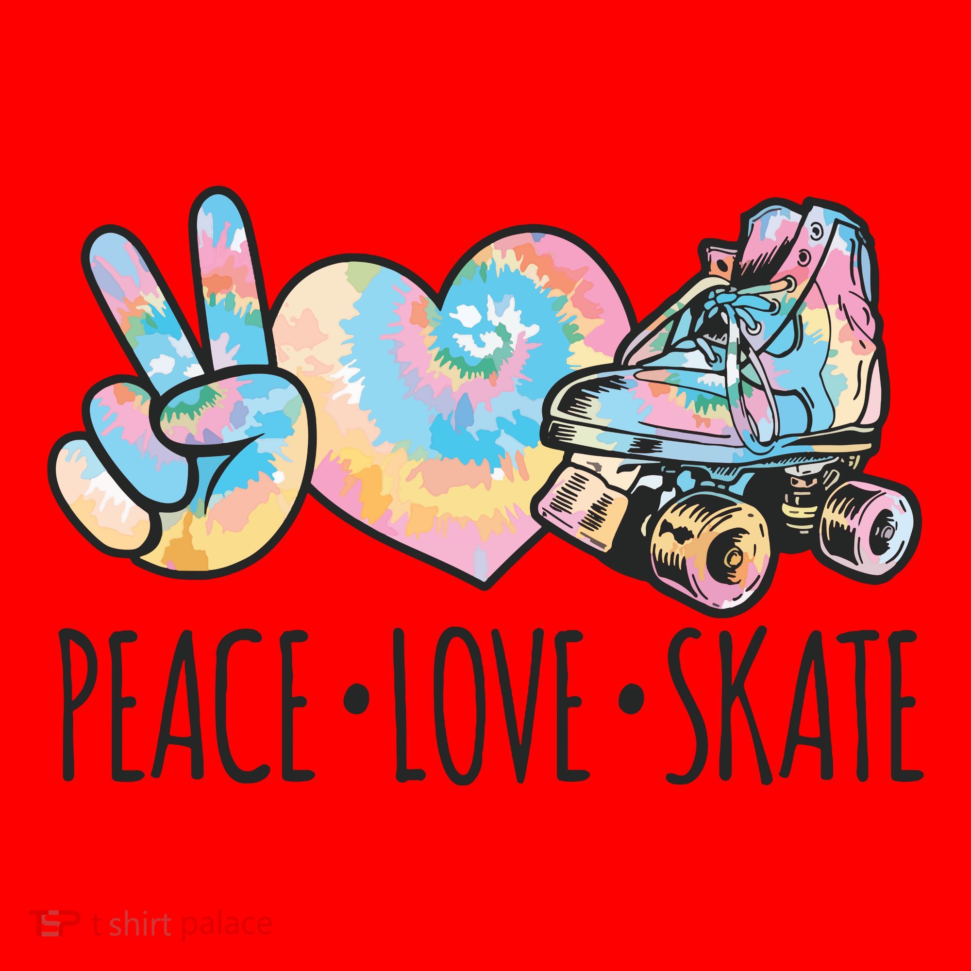 Tie Dye Roller Skating For Teen Girl Peace Love Skate Santa Hat