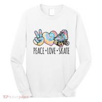 Tie Dye Roller Skating For Teen Girl Peace Love Skate Long Sleeve Shirt thumb 0