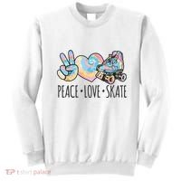 Tie Dye Roller Skating For Teen Girl Peace Love Skate Sweatshirt thumb 0