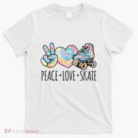 Tie Dye Roller Skating For Teen Girl Peace Love Skate T-Shirt thumb 0