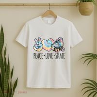 Tie Dye Roller Skating For Teen Girl Peace Love Skate T-Shirt thumb 2