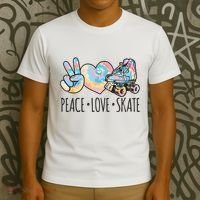 Tie Dye Roller Skating For Teen Girl Peace Love Skate T-Shirt thumb 3