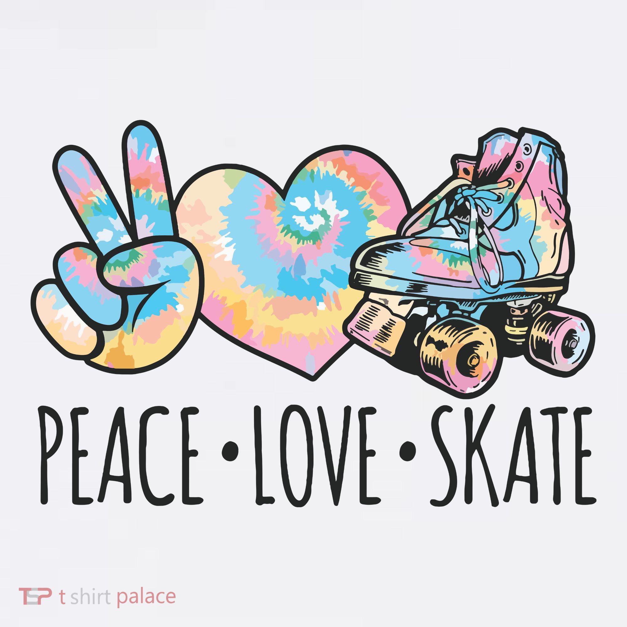 Tie Dye Roller Skating For Teen Girl Peace Love Skate Women's Hoodie