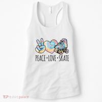 Tie Dye Roller Skating For Teen Girl Peace Love Skate Women's Tank Top thumb 0