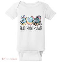 Tie Dye Roller Skating For Teen Girl Peace Love Skate Baby Bodysuit thumb 0