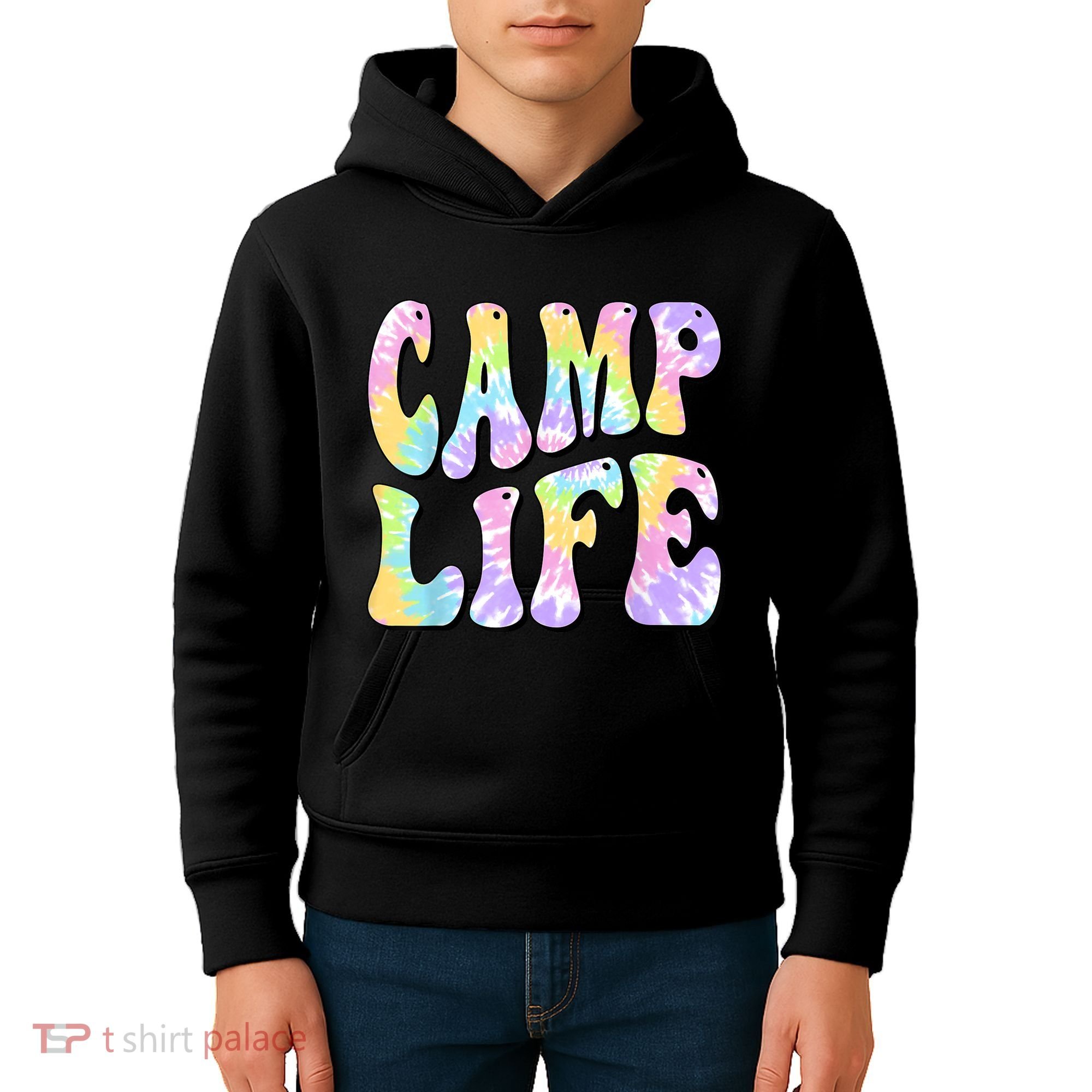 Tie Die Retro Camping Summer For Girl Summer Camp Life Gift Kids Hoodie