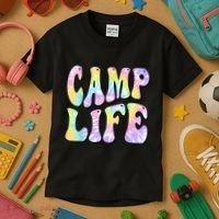 Tie Die Retro Camping Summer For Girl Summer Camp Life Gift Kids T-Shirt thumb 3