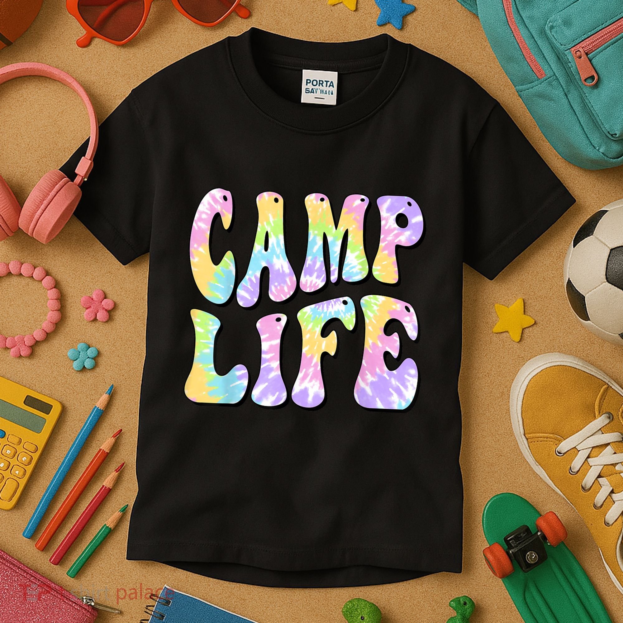 Tie Die Retro Camping Summer For Girl Summer Camp Life Gift Kids T-Shirt
