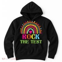 Test Day Rock The Test Teacher Day Rainbow Teacher Hoodie thumb 0